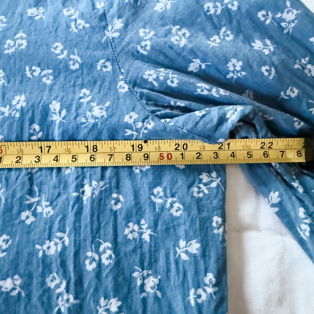 Sezane Ann Blue & Ecru Mini Flowers Shirt -- Size 10 US / 42 FR - Picture 7 of 10